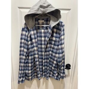 Aeropostale Long Sleeve Plaid Flannel Hooded Button-Down Shirt Size XL
